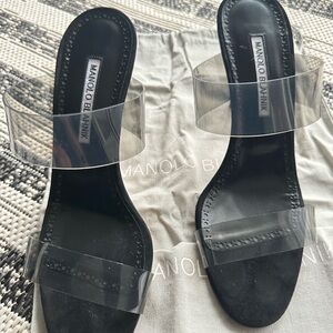 Manolo Blahnik Black and Clear Heels